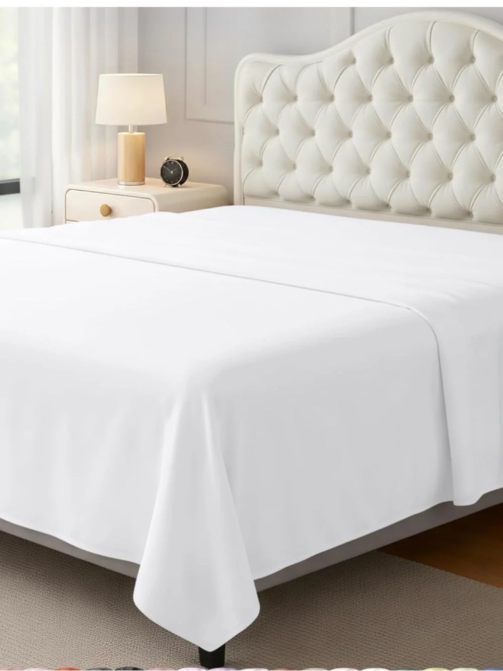 Full Size Flat Sheet Only, Ultra Soft & Breathable Hotel Sheets, White Hotel Bed